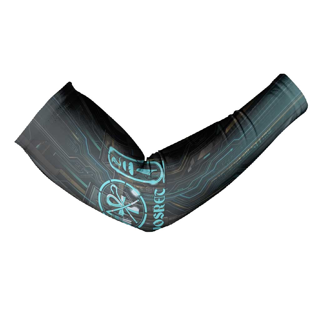 Wosret Winged Crown Arm Sleeves Egyptian Cyber Circuit Design in Futuristic Blue Theme