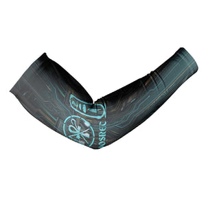 Wosret Winged Crown Arm Sleeves Egyptian Cyber Circuit Design in Futuristic Blue Theme