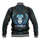 Wosret Winged Crown Baseball Jacket Egyptian Cyber Circuit Design in Futuristic Blue Theme