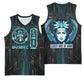 Wosret Winged Crown Basketball Jersey Egyptian Cyber Circuit Design in Futuristic Blue Theme