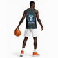 Wosret Winged Crown Basketball Jersey Egyptian Cyber Circuit Design in Futuristic Blue Theme