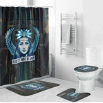Wosret Winged Crown Bathroom Set Egyptian Cyber Circuit Design in Futuristic Blue Theme