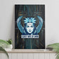 Wosret Winged Crown Canvas Wall Art Egyptian Cyber Circuit Design in Futuristic Blue Theme