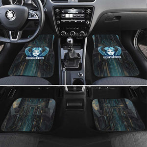 Wosret Winged Crown Car Mats Egyptian Cyber Circuit Design in Futuristic Blue Theme