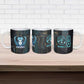 Wosret Winged Crown Ceramic Mug Egyptian Cyber Circuit Design in Futuristic Blue Theme