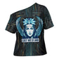 Wosret Winged Crown Cross Shoulder Shirt Egyptian Cyber Circuit Design in Futuristic Blue Theme