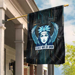 Wosret Winged Crown Garden Flag Egyptian Cyber Circuit Design in Futuristic Blue Theme