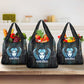 Wosret Winged Crown Grocery Bag Egyptian Cyber Circuit Design in Futuristic Blue Theme
