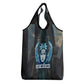 Wosret Winged Crown Grocery Bag Egyptian Cyber Circuit Design in Futuristic Blue Theme
