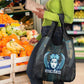 Wosret Winged Crown Grocery Bag Egyptian Cyber Circuit Design in Futuristic Blue Theme