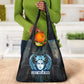 Wosret Winged Crown Grocery Bag Egyptian Cyber Circuit Design in Futuristic Blue Theme