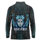 Wosret Winged Crown Long Sleeve Polo Shirt Egyptian Cyber Circuit Design in Futuristic Blue Theme