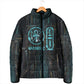 Wosret Winged Crown Padded Jacket Egyptian Cyber Circuit Design in Futuristic Blue Theme