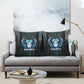 Wosret Winged Crown Pillow Cover Egyptian Cyber Circuit Design in Futuristic Blue Theme