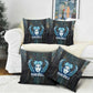 Wosret Winged Crown Pillow Cover Egyptian Cyber Circuit Design in Futuristic Blue Theme