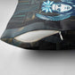 Wosret Winged Crown Pillow Cover Egyptian Cyber Circuit Design in Futuristic Blue Theme