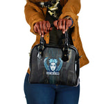 Wosret Winged Crown Shoulder Handbag Egyptian Cyber Circuit Design in Futuristic Blue Theme
