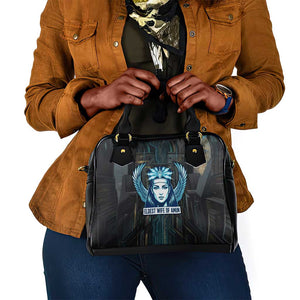 Wosret Winged Crown Shoulder Handbag Egyptian Cyber Circuit Design in Futuristic Blue Theme