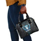Wosret Winged Crown Shoulder Handbag Egyptian Cyber Circuit Design in Futuristic Blue Theme