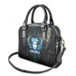 Wosret Winged Crown Shoulder Handbag Egyptian Cyber Circuit Design in Futuristic Blue Theme