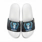 Wosret Winged Crown Slide Sandals Egyptian Cyber Circuit Design in Futuristic Blue Theme