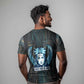Wosret Winged Crown T shirt Egyptian Cyber Circuit Design in Futuristic Blue Theme