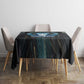 Wosret Winged Crown Tablecloth Egyptian Cyber Circuit Design in Futuristic Blue Theme