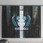 Wosret Winged Crown Window Curtain Egyptian Cyber Circuit Design in Futuristic Blue Theme