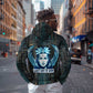 Wosret Winged Crown Zip Hoodie Egyptian Cyber Circuit Design in Futuristic Blue Theme