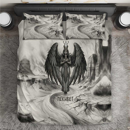 Nekhbet Egyptian Bedding Set Vulture Goddess Mother of Protection Wings Claws Desert