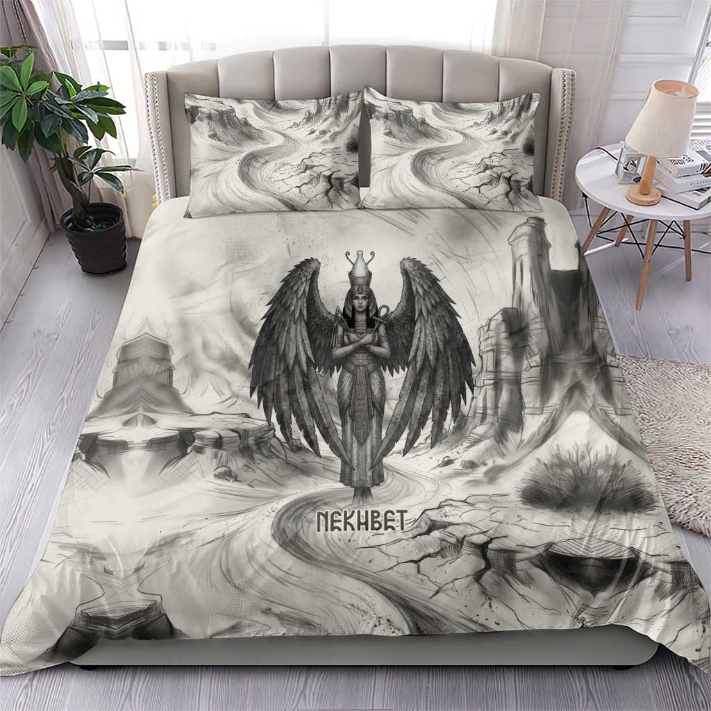 Nekhbet Egyptian Bedding Set Vulture Goddess Mother of Protection Wings Claws Desert