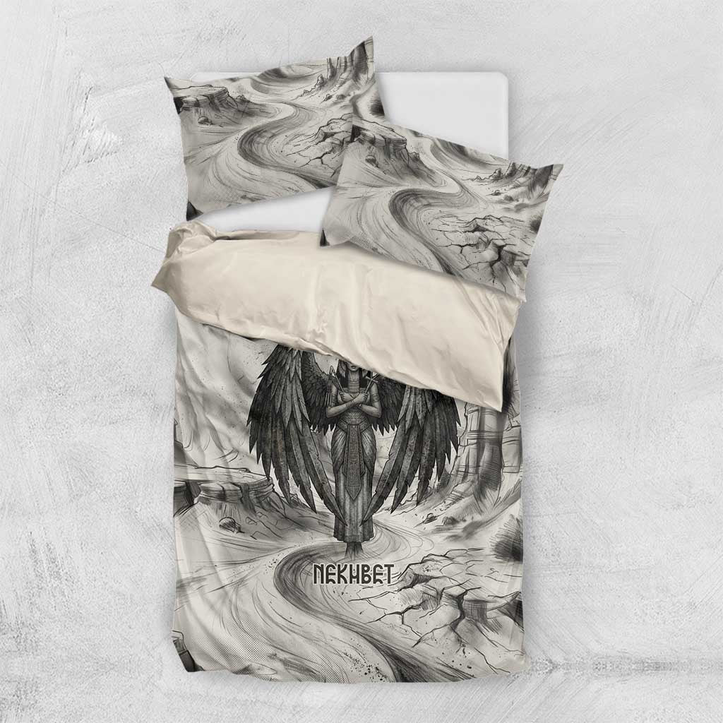 Nekhbet Egyptian Bedding Set Vulture Goddess Mother of Protection Wings Claws Desert