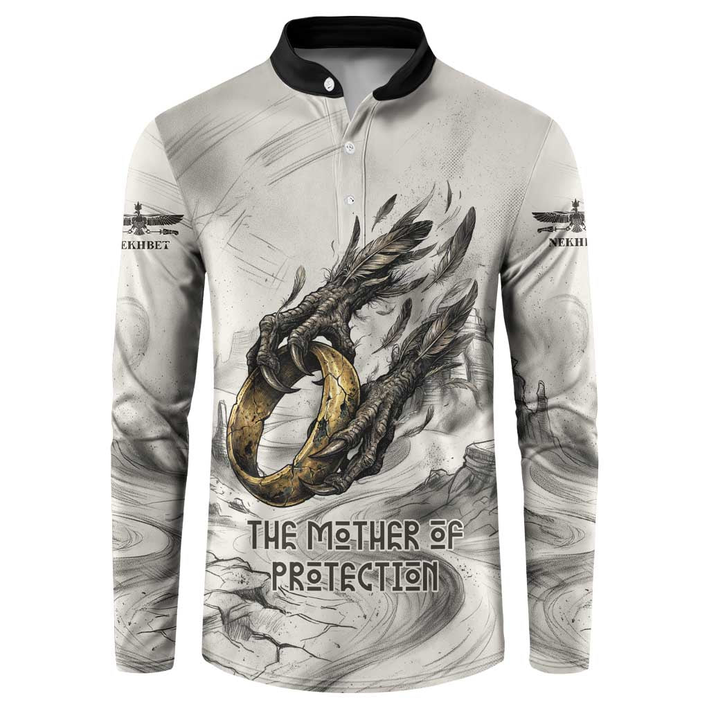 Nekhbet Egyptian Button Sweatshirt Vulture Goddess Mother of Protection Wings Claws Desert
