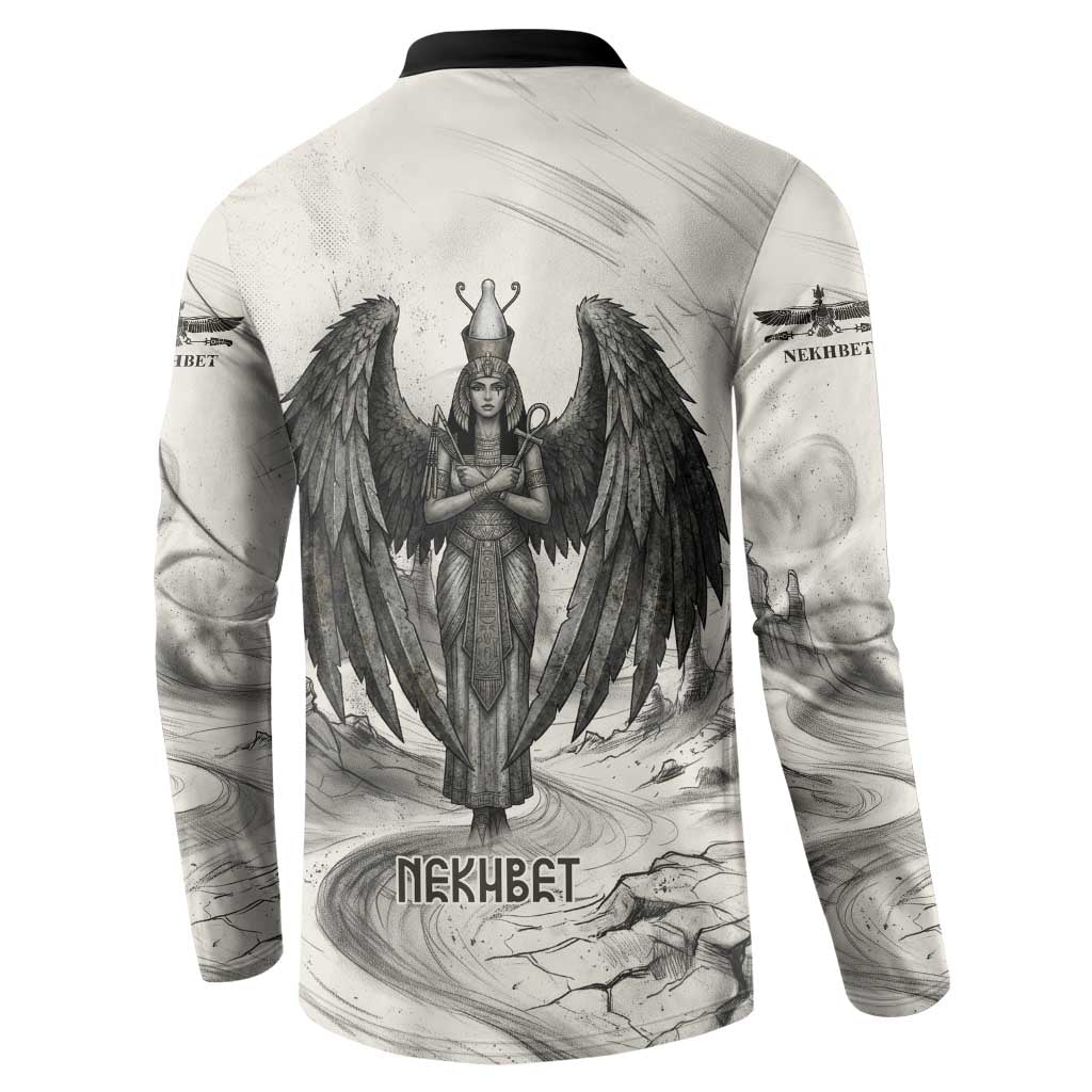 Nekhbet Egyptian Button Sweatshirt Vulture Goddess Mother of Protection Wings Claws Desert