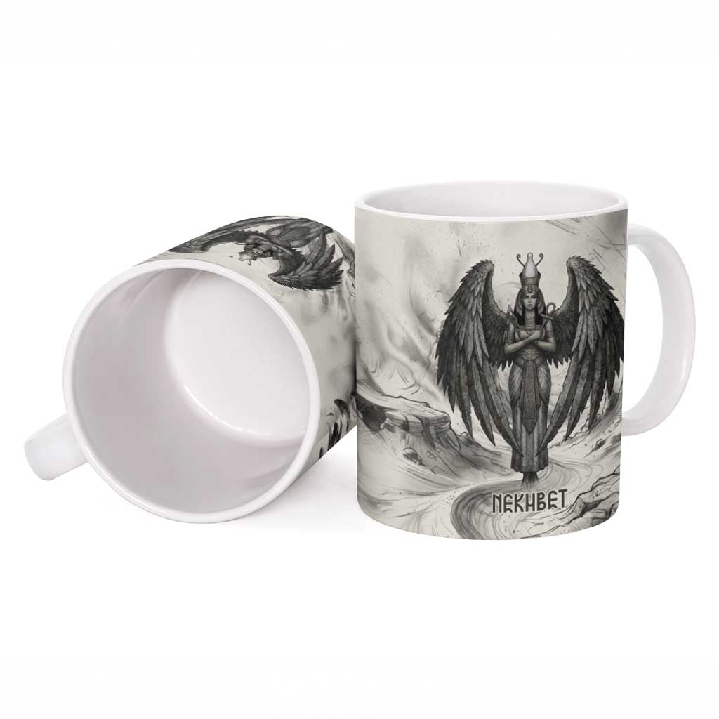 Nekhbet Egyptian Ceramic Mug Vulture Goddess Mother of Protection Wings Claws Desert