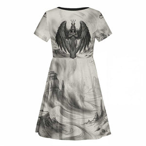 Nekhbet Egyptian Kid Short Sleeve Dress Vulture Goddess Mother of Protection Wings Claws Desert