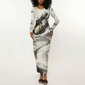 Nekhbet Egyptian Long Sleeve Bodycon Dress Vulture Goddess Mother of Protection Wings Claws Desert