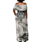 Nekhbet Egyptian Off Shoulder Maxi Dress Vulture Goddess Mother of Protection Wings Claws Desert