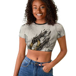 Nekhbet Egyptian Raglan Cropped T shirt Vulture Goddess Mother of Protection Wings Claws Desert