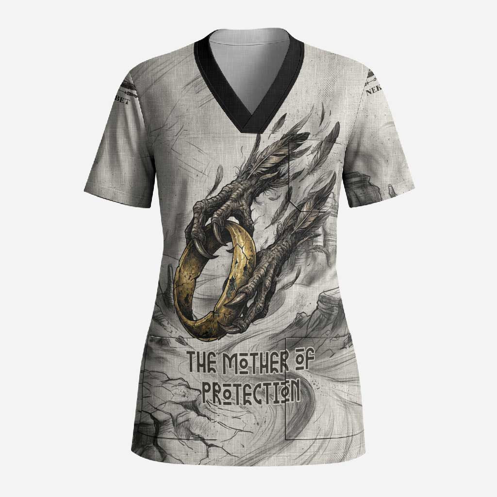 Nekhbet Egyptian Scrub Top Vulture Goddess Mother of Protection Wings Claws Desert