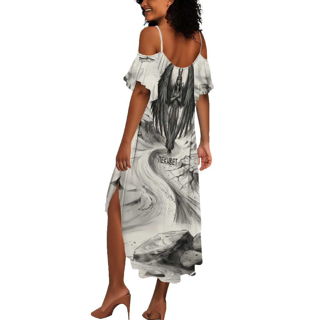 Nekhbet Egyptian Summer Maxi Dress Vulture Goddess Mother of Protection Wings Claws Desert