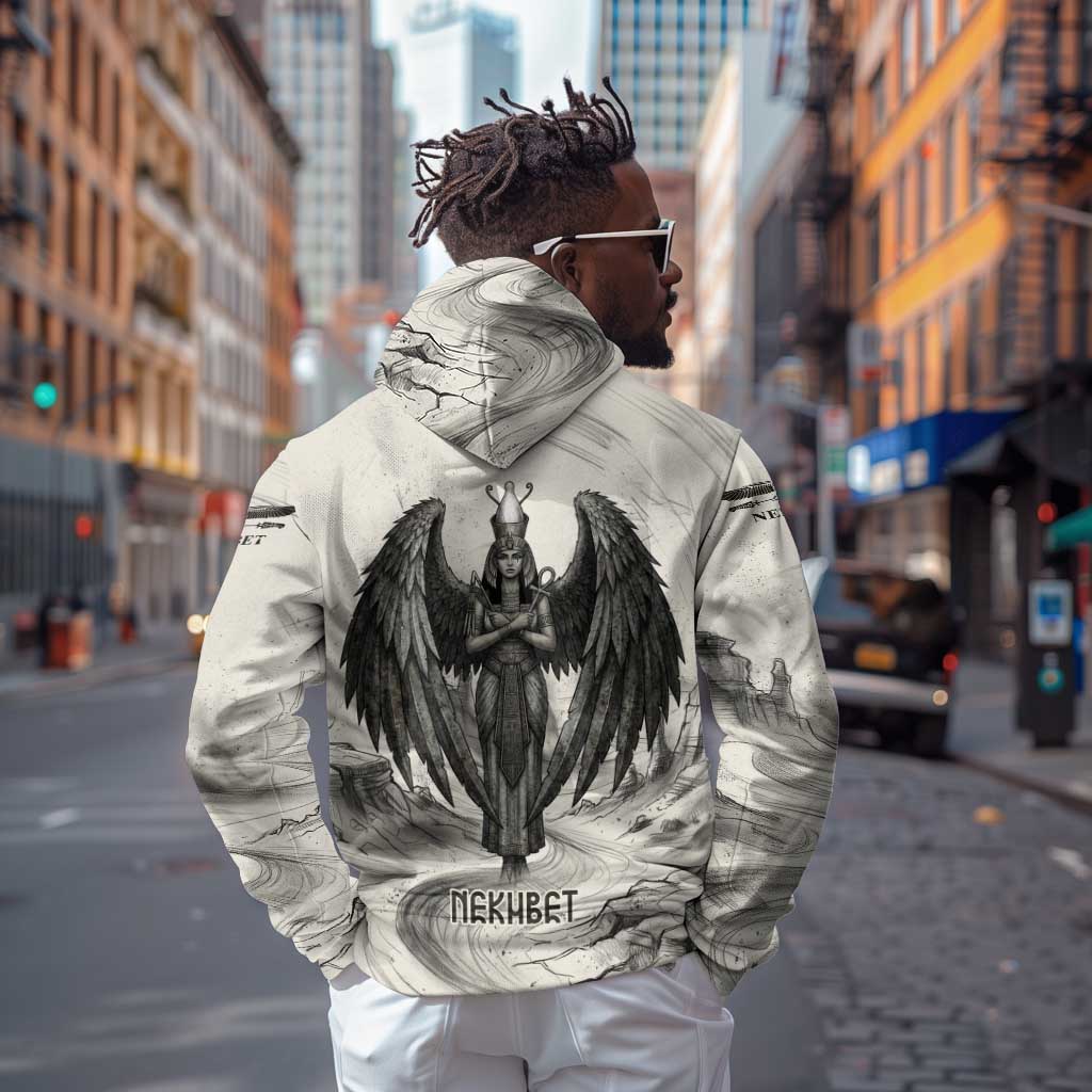 Nekhbet Egyptian Zip Hoodie Vulture Goddess Mother of Protection Wings Claws Desert