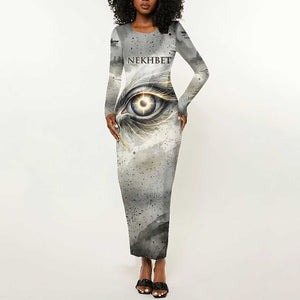 Nekhbet Long Sleeve Bodycon Dress Vulture Goddess Eye of Protection Sovereign of Upper Egypt