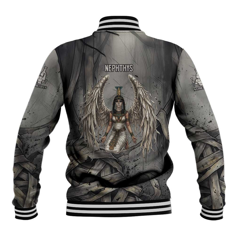 Nephthys Baseball Jacket Mistress of the House Egyptian Goddess Wings