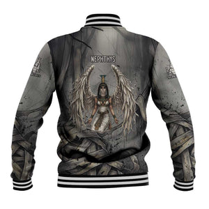 Nephthys Baseball Jacket Mistress of the House Egyptian Goddess Wings