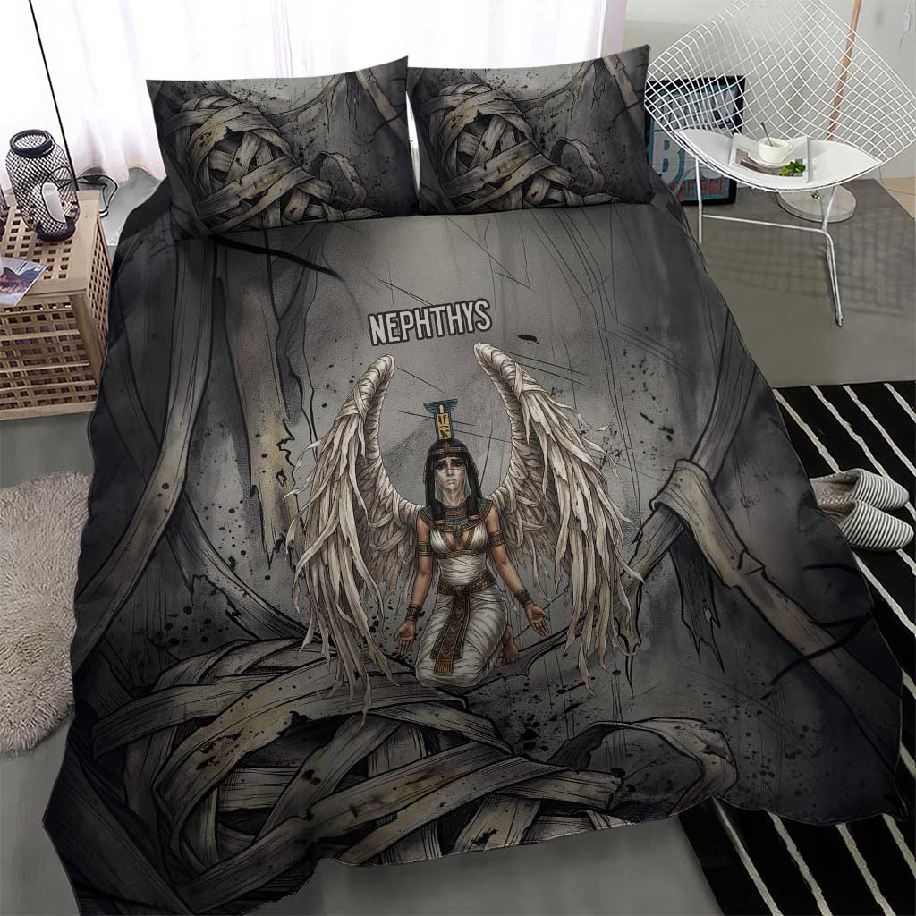 Nephthys Bedding Set Mistress of the House Egyptian Goddess Wings