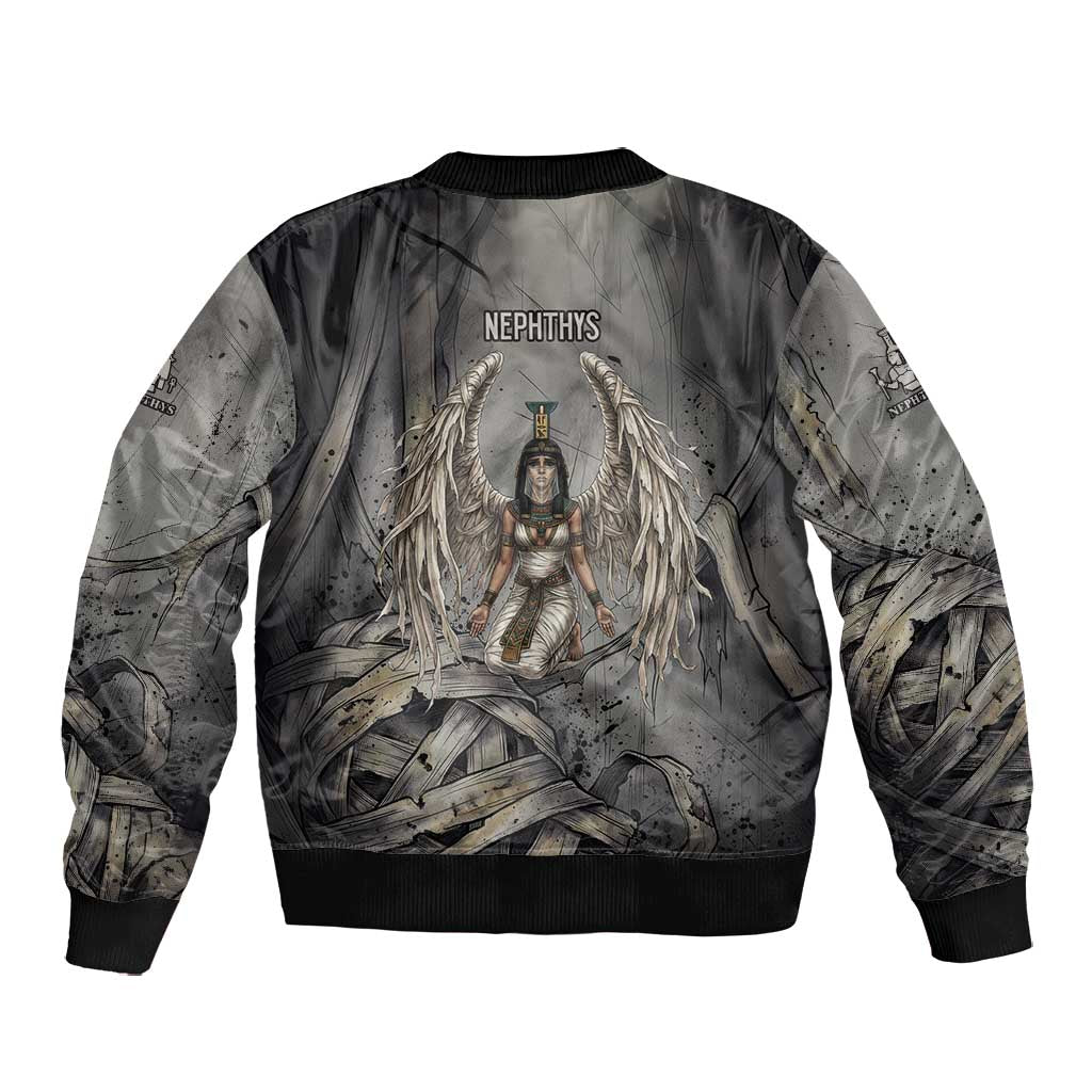 Nephthys Bomber Jacket Mistress of the House Egyptian Goddess Wings