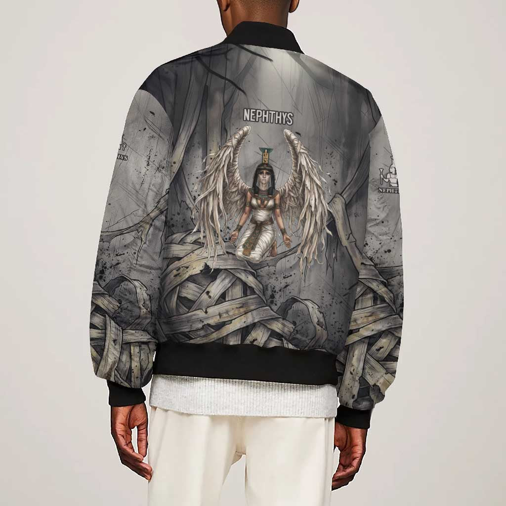 Nephthys Bomber Jacket Mistress of the House Egyptian Goddess Wings