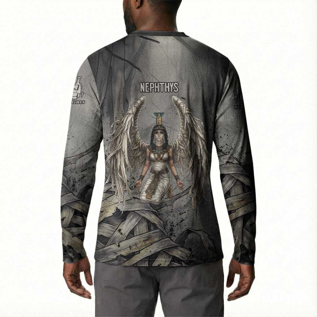 Nephthys Button Sweatshirt Mistress of the House Egyptian Goddess Wings