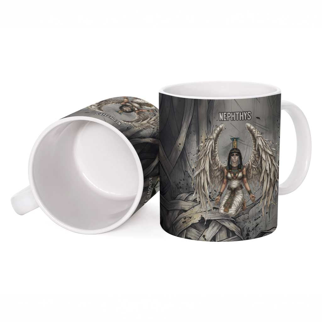 Nephthys Ceramic Mug Mistress of the House Egyptian Goddess Wings